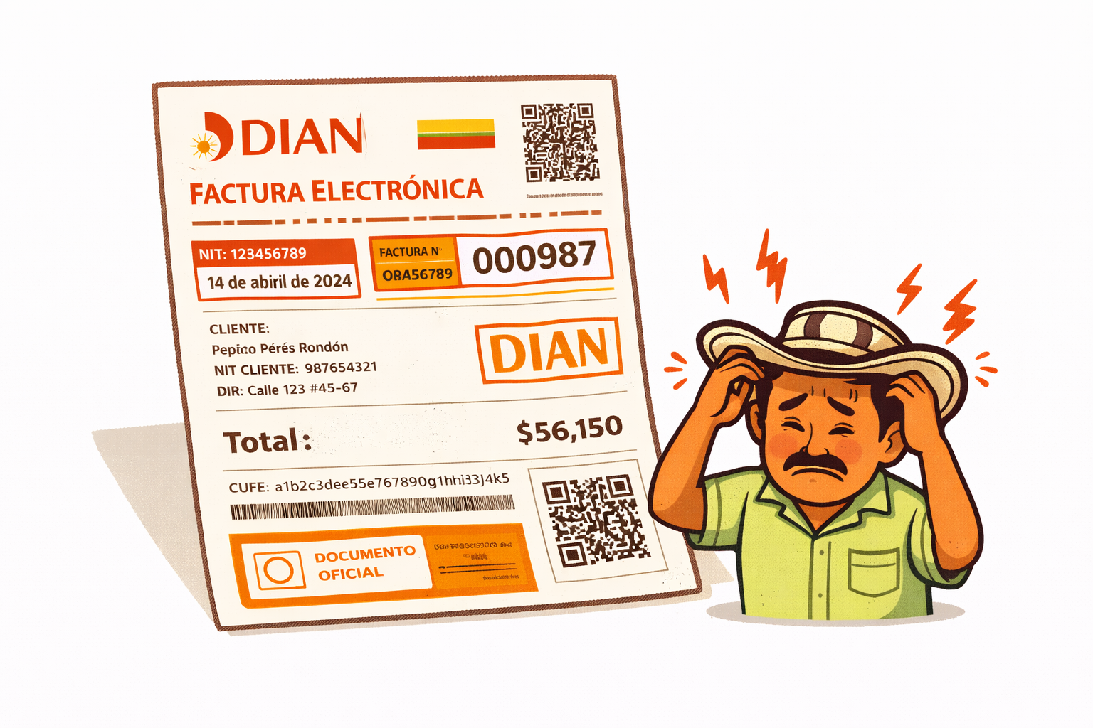 Tendero colombiano confundido con factura electrónica DIAN