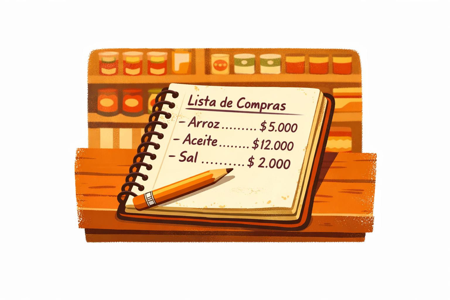 Cuaderno de inventario en estantería de mini-mercado